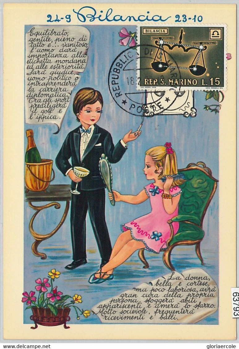 63793 -  SAN MARINO - POSTAL HISTORY: MAXIMUM CARD 1970  Horoscope ZODIAC Libra - Astrologie