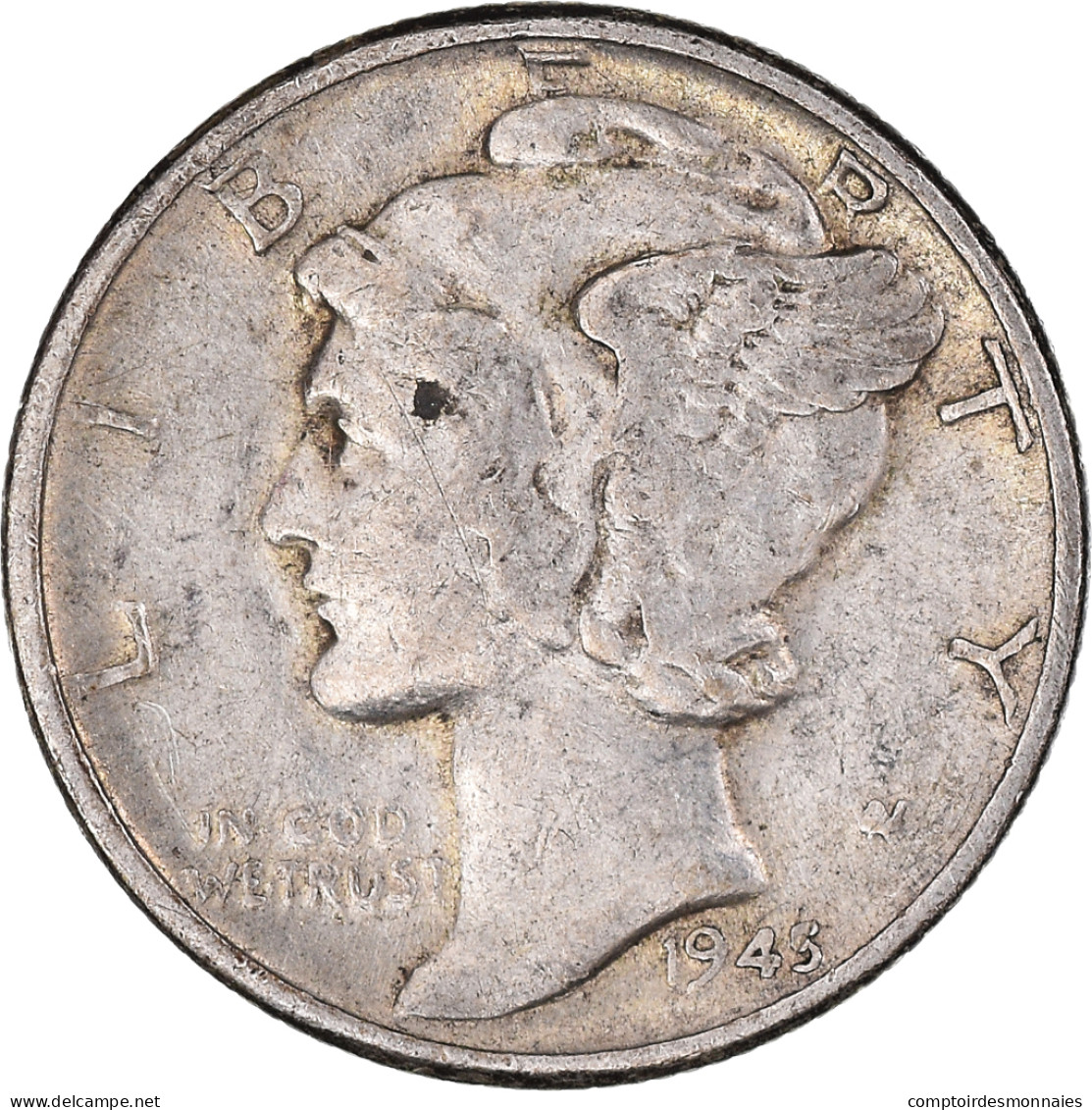 Monnaie, États-Unis, Barber Dime, 1945, Philadelphie, TTB, Argent, KM:140 - 1916-1945: Mercury