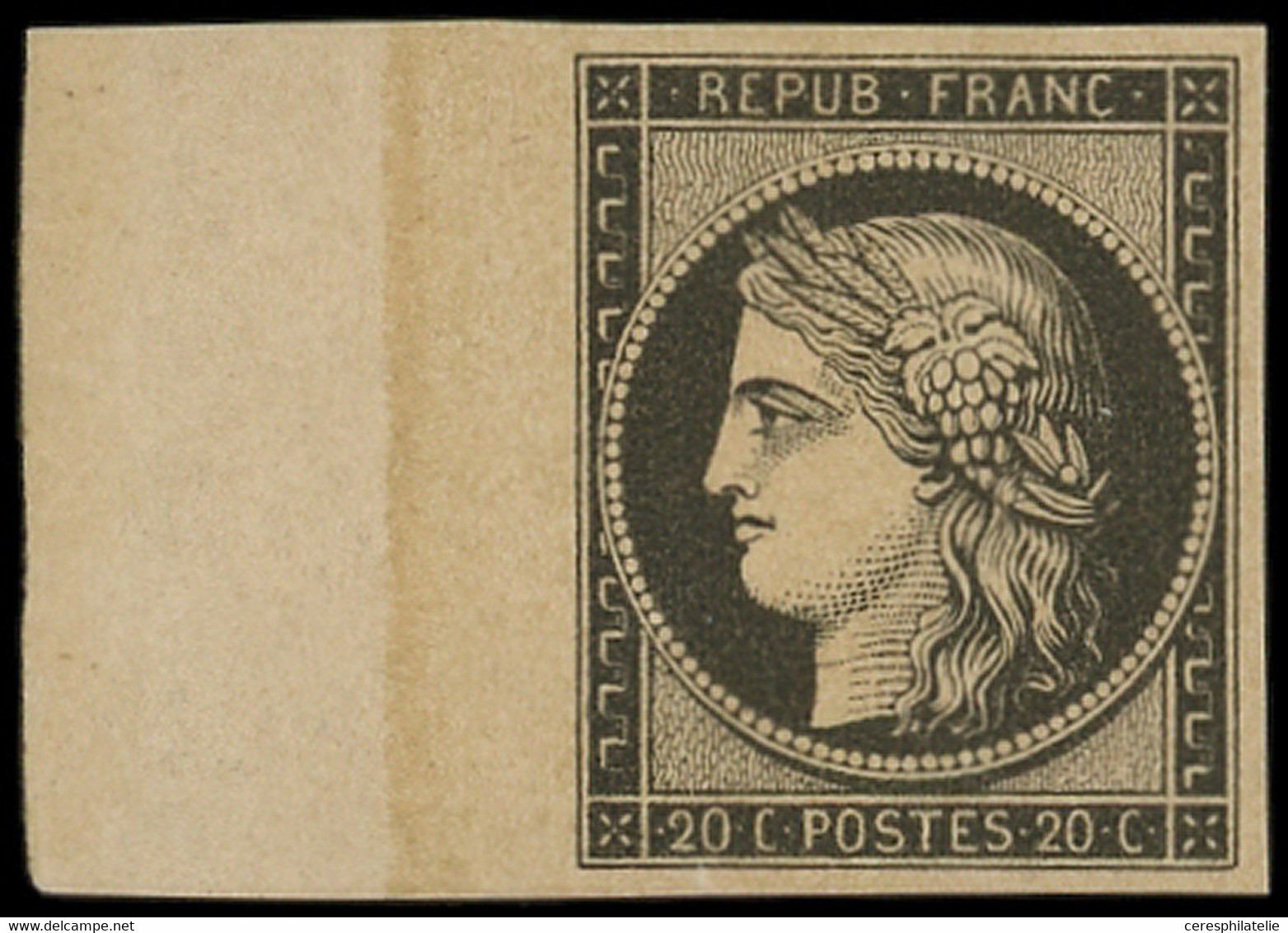 ** EMISSION DE 1849 - 3b   20c. Noir Sur CHAMOIS, Bdf, TTB. C - 1849-1850 Ceres