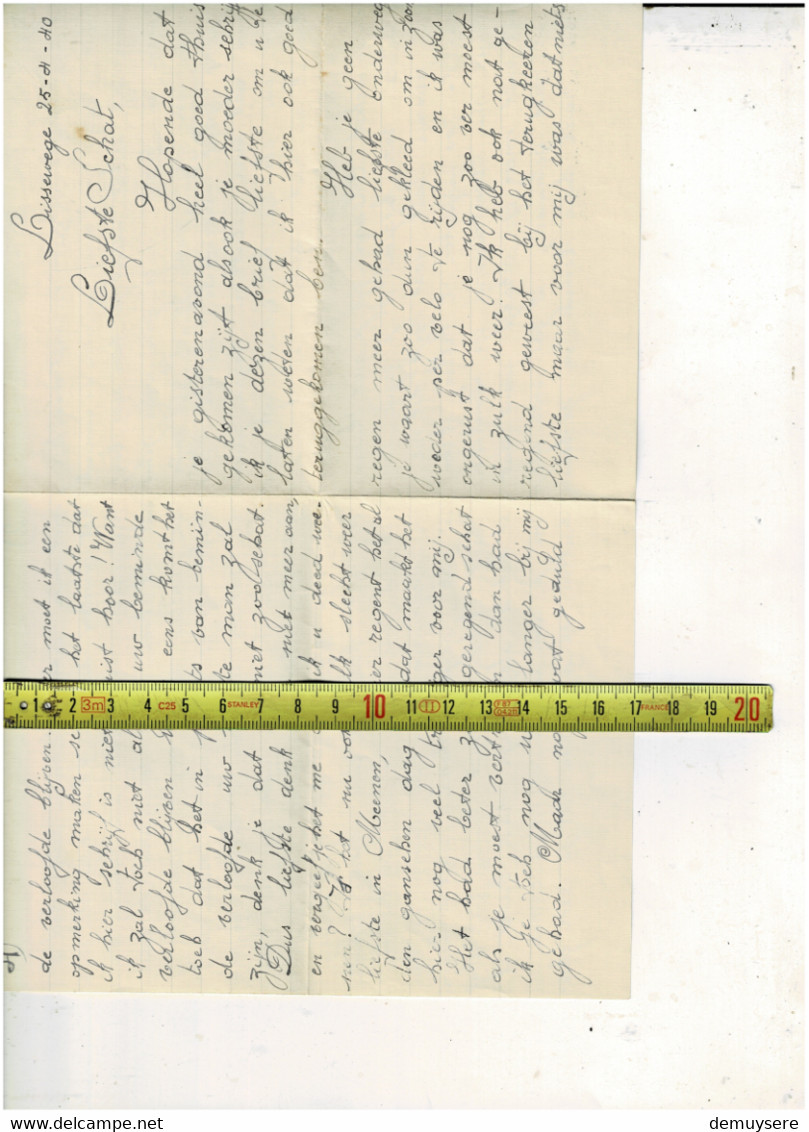 SOLDE 2447 - LIEFDESBRIEF VAN EEN SOLDAAT 25-4- 1940  - LISSEWEGE - KNOCKE - MEENEN - 1939-45