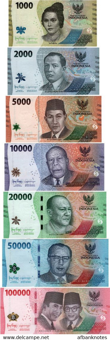 INDONESIA       Set 1000 → 100,000 Rupiah      P-W162 → P-W168       2022/2022   UNC - Indonesië