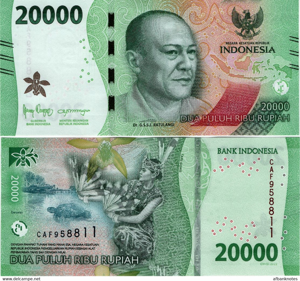 INDONESIA       set 1000 → 100,000 Rupiah      P-W162 → P-W168       2022/2022   UNC