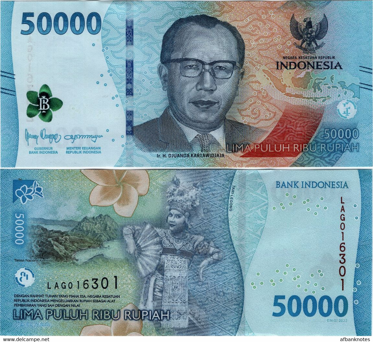 INDONESIA       set 1000 → 100,000 Rupiah      P-W162 → P-W168       2022/2022   UNC