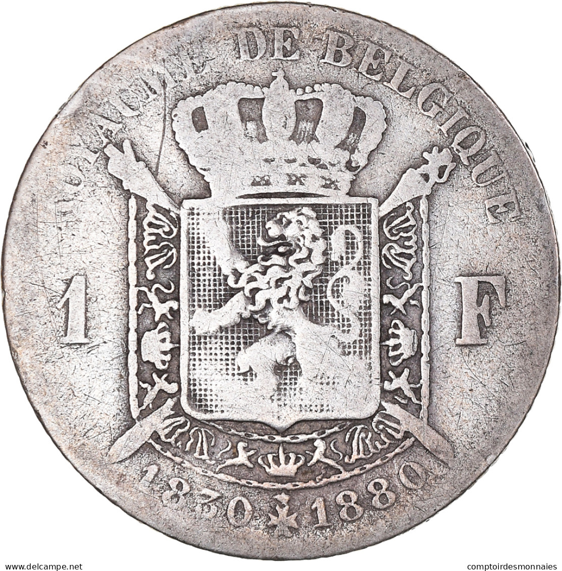 Monnaie, Belgique, Leopold II, Franc, 1880, Bruxelles, TB, Argent, KM:38 - 1 Franc