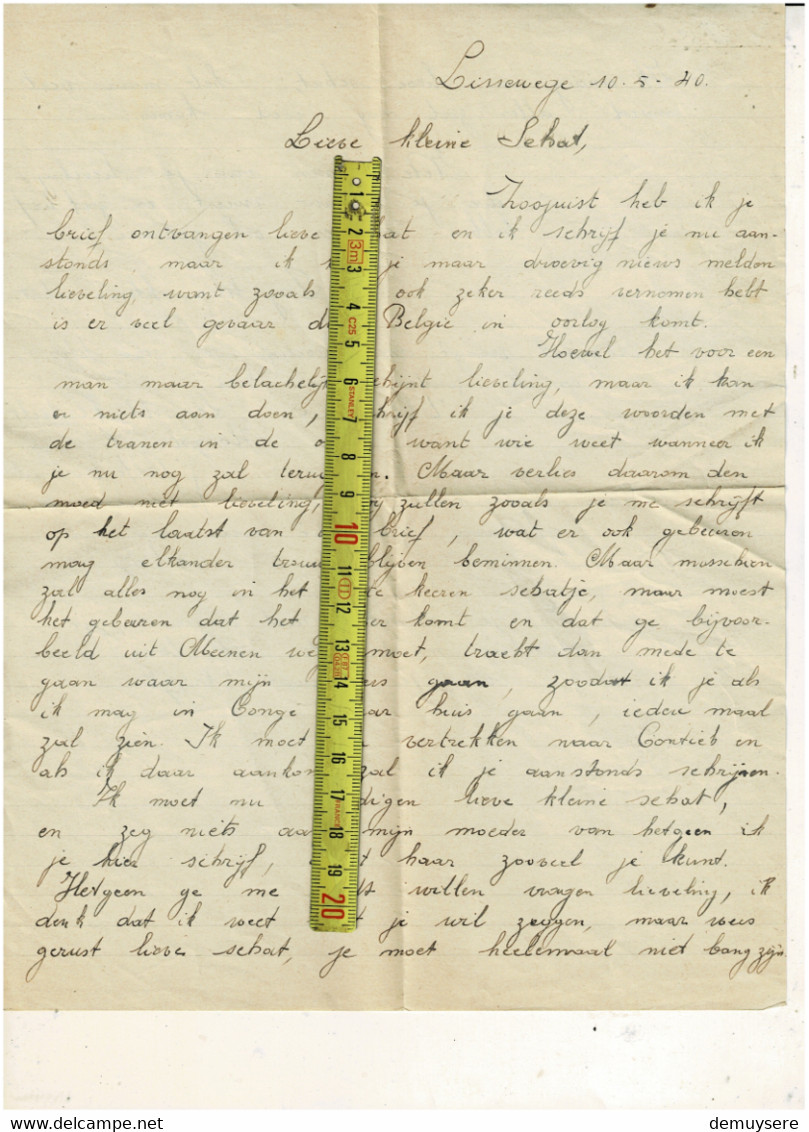 SOLDE 2457 - LIEFDESBRIEF VAN EEN SOLDAAT - LISSEWEGE 10.5.40 - MEENEN - 1939-45