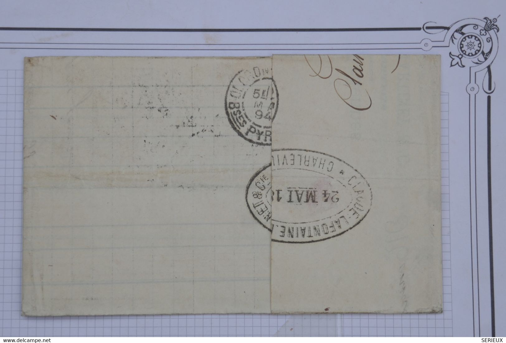 BE8 FRANCE   BELLE LETTRE PEFORé C A .1894 CHARLEVILE A OLORON+++AFFRANCH.INTERESSANT - Cartas & Documentos