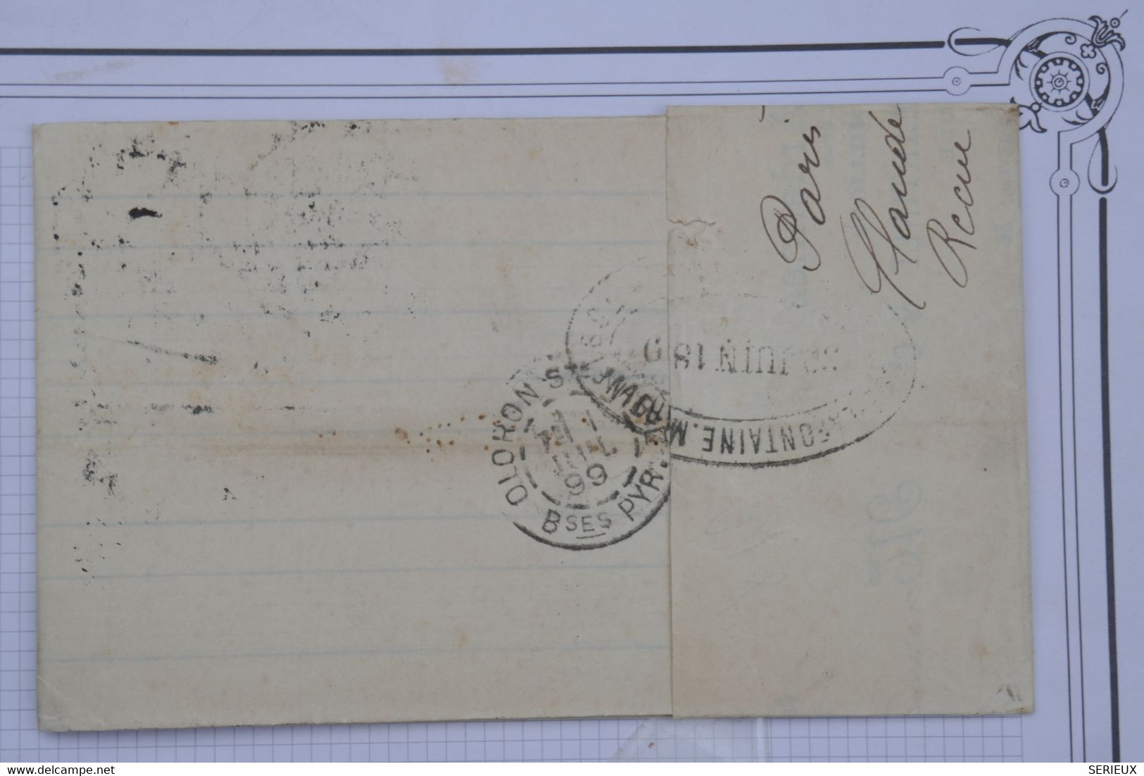 BE8 FRANCE   BELLE LETTRE  PEFORé  1896 CHARLEVILLE A OLORON++SAGE 15C +AFFRANCH.INTERESSANT - Briefe U. Dokumente