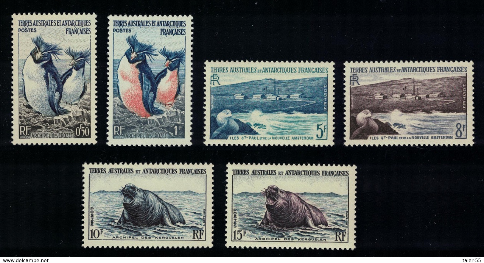 FSAT TAAF Birds Antarctic Fauna 6v 1956 MNH SG#4+5+8+9+10+12 MI#2-7 CV£66.- - Unused Stamps