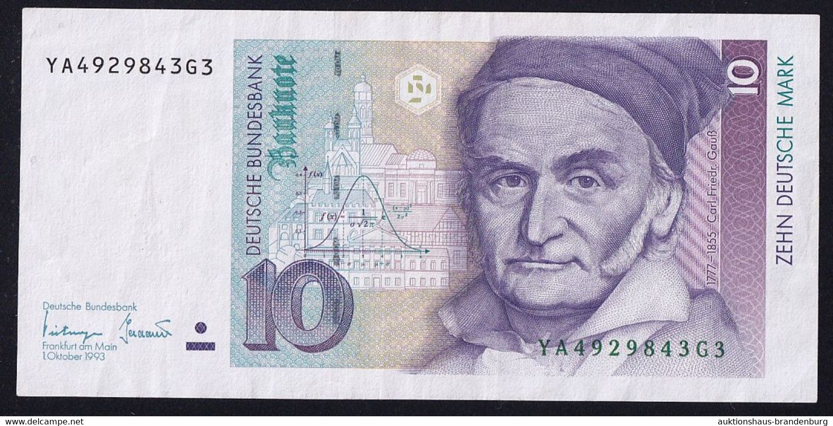 BRD: 10 Deutsche Mark 1.10.1993 - Serie YA/G - Ersatznote Replacement (BRD-47b) - 10 Deutsche Mark