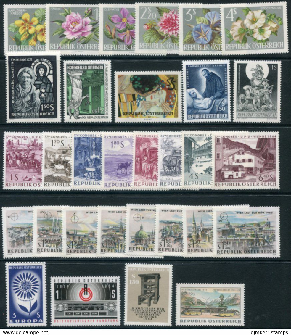AUSTRIA 1964 Complete Commemorative Issues MNH / **.  Michel 1145-52, 1154-76 - Unused Stamps