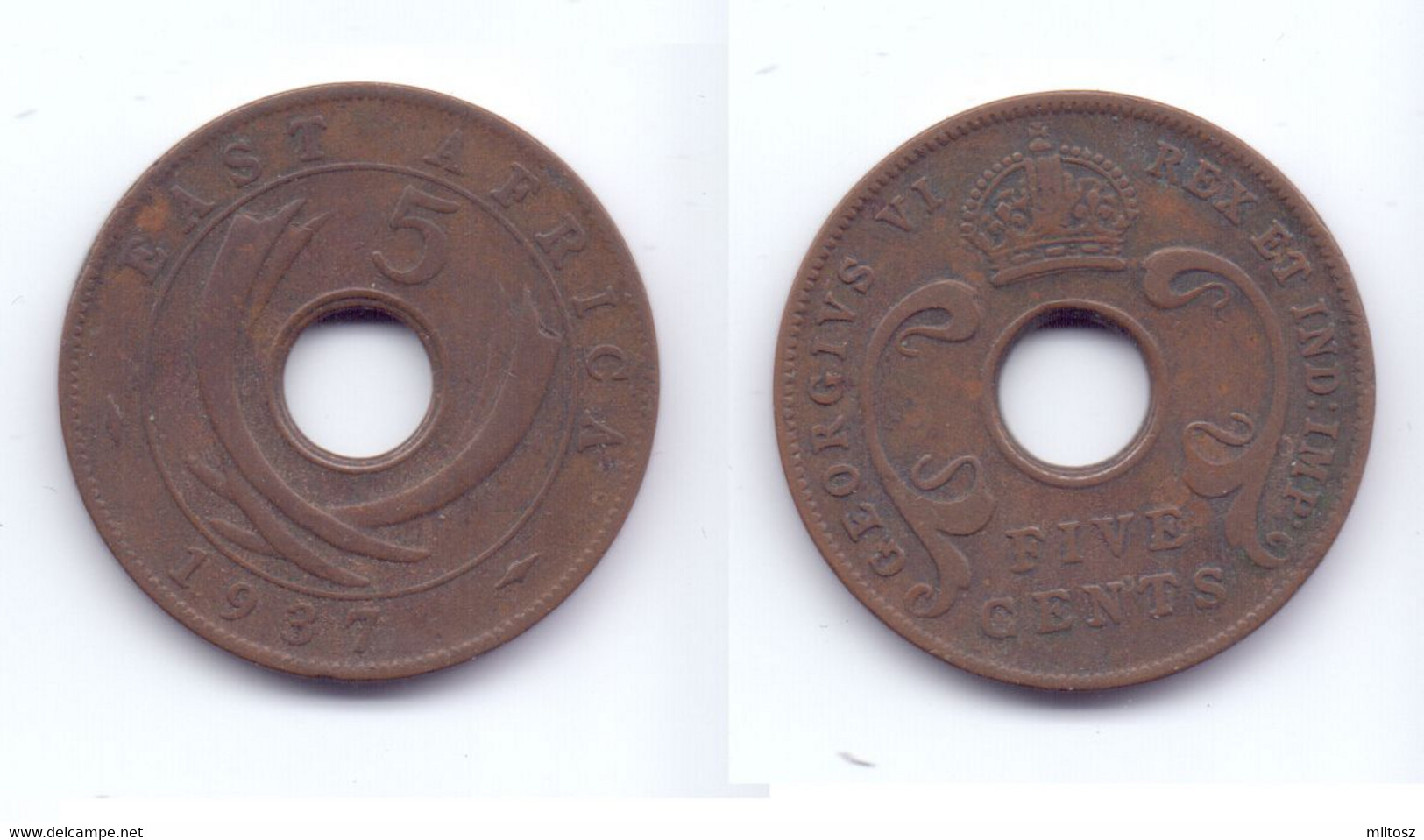 East Africa 5 Cents 1937 H - British Colony