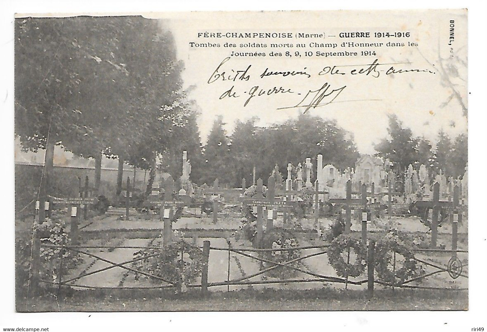 CPA 51 FERE-CHAMPENOISE-GUERRE 1914-1916-TOMBES Des Soldats Morts Dans Les Journées 8 9 10 Sept 14 - War Cemeteries