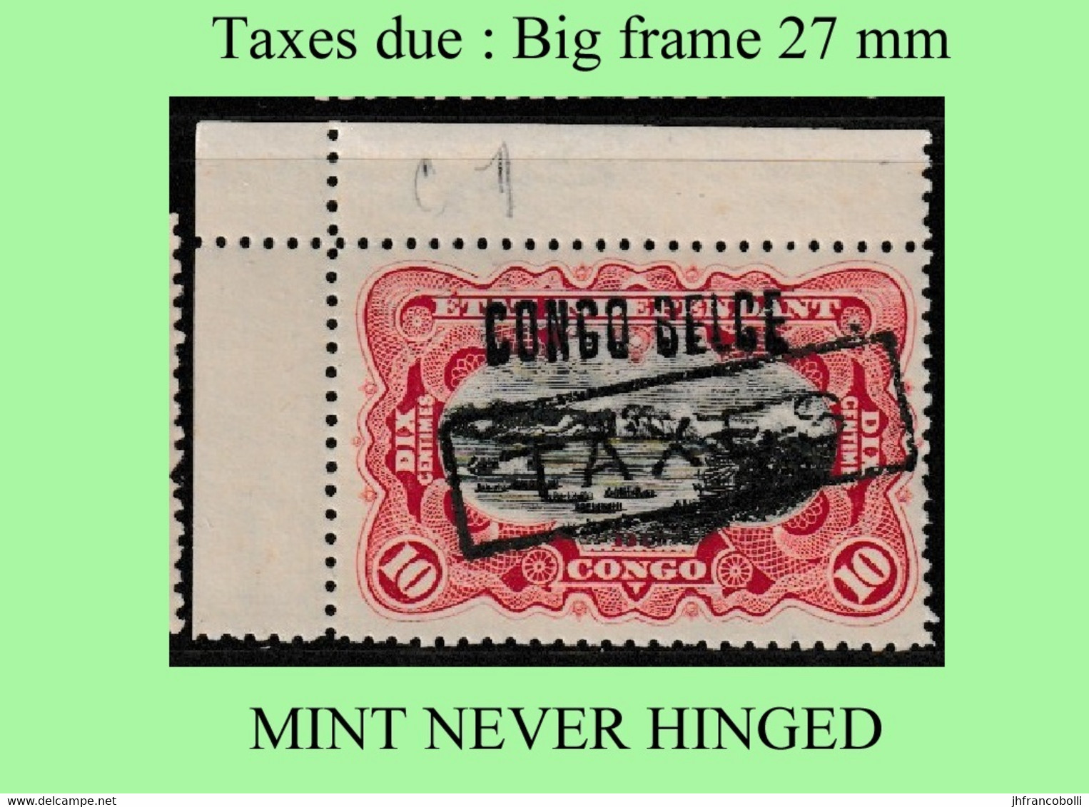 1909 ** CONGO FREE STATE/ ETAT IND. DU CONGO = EIC MNH TX18 (WIDE FRAME) RED RAPIDS + ANGLE BORDERS - Neufs