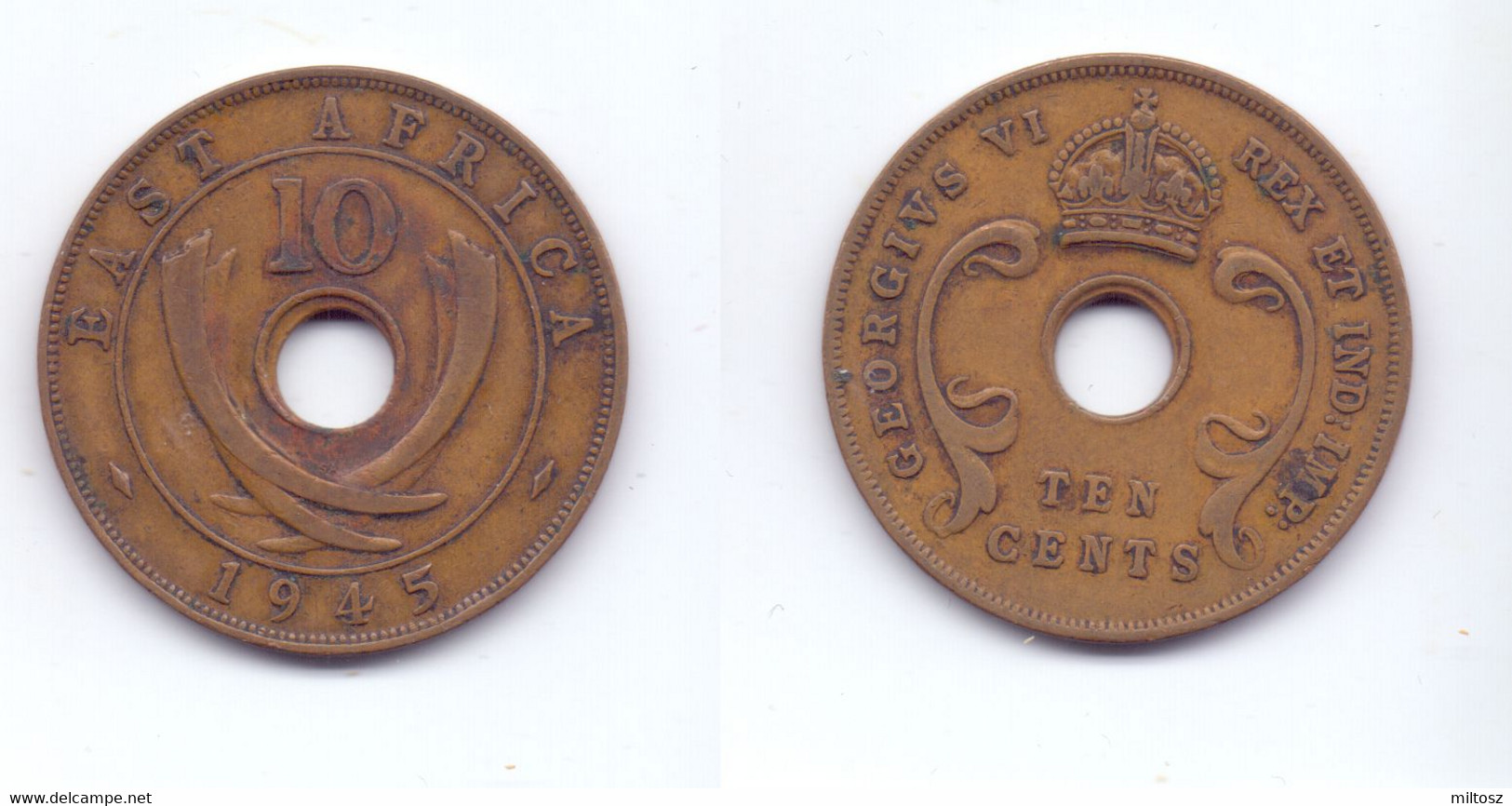 East Africa 10 Cents 1945 SA - British Colony