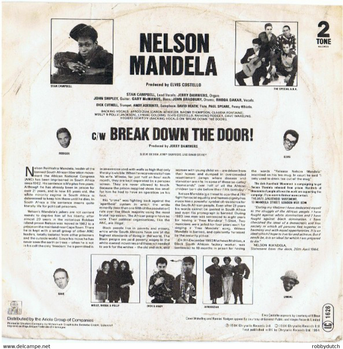 * 7" * THE SPECIAL A.K.A. - NESSON MANDELA (Europe 1984) - Reggae