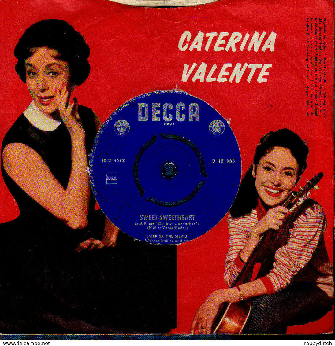 * 7" * CATERINA VALENTE (und SILVIO) - SWEET SWEETHEART (Holland 1959) - Altri - Musica Tedesca