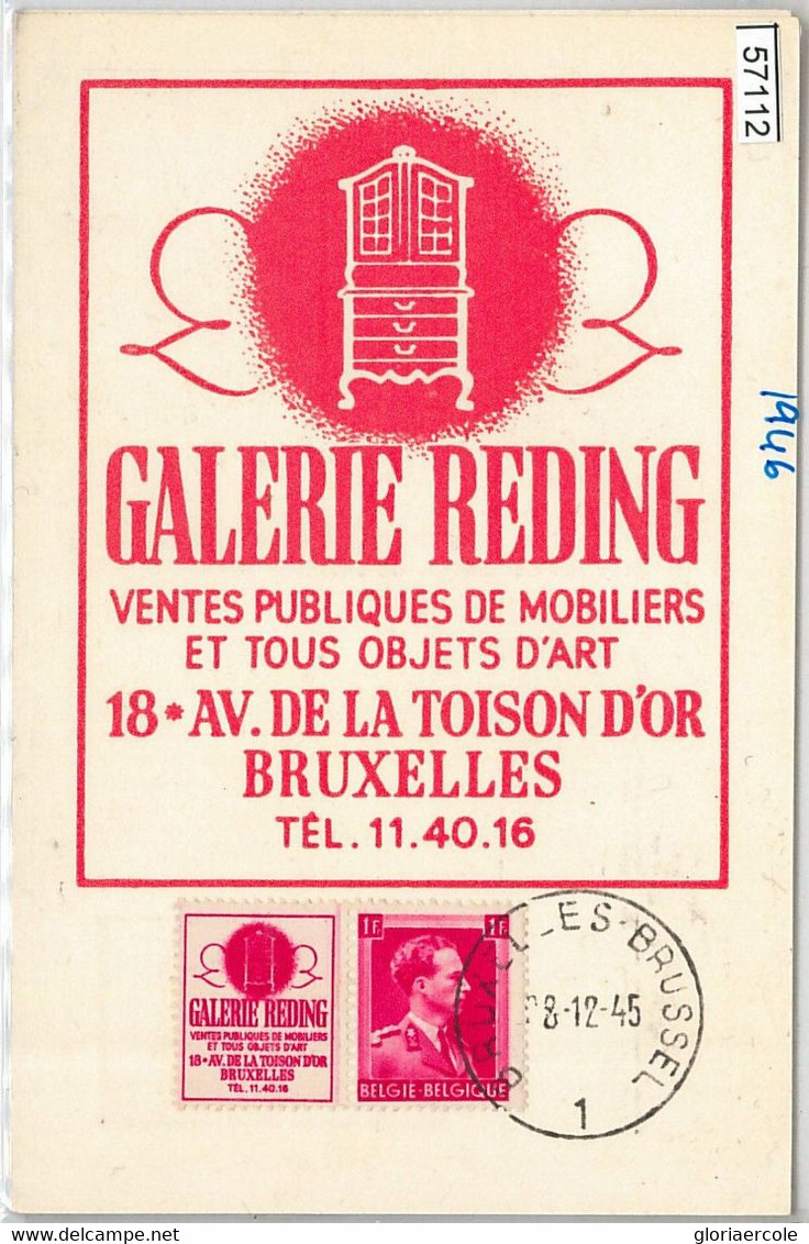 57112 - BELGIUM - POSTAL HISTORY: MAXIMUM CARD 1946 -  ADVERTISING: Furniture - 1934-1951