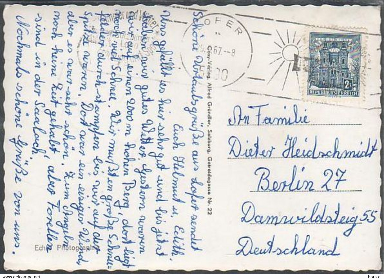 Austria - 5090 Lofer Mit Steinberge - Alte Ortsansicht Mit Kirche (60er Jahre) - Nice Stamp - Lofer
