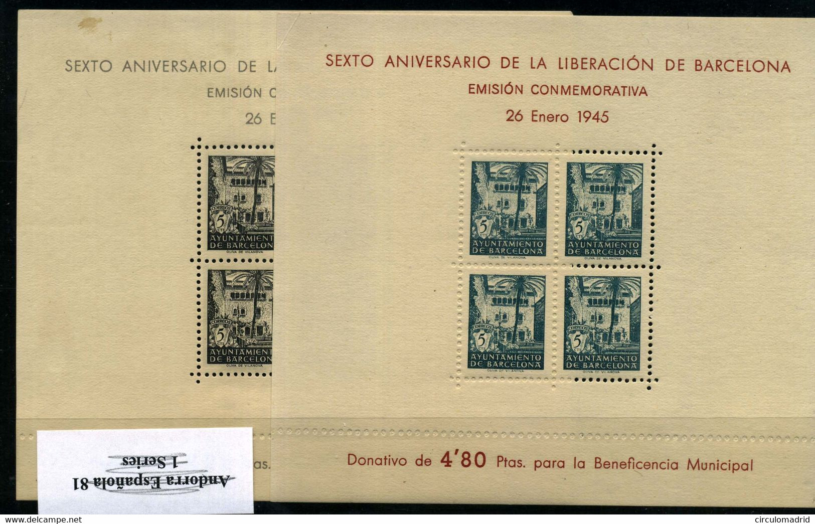 España Barcelona Nº NE 27/8 **  Año 1945 - Barcelona