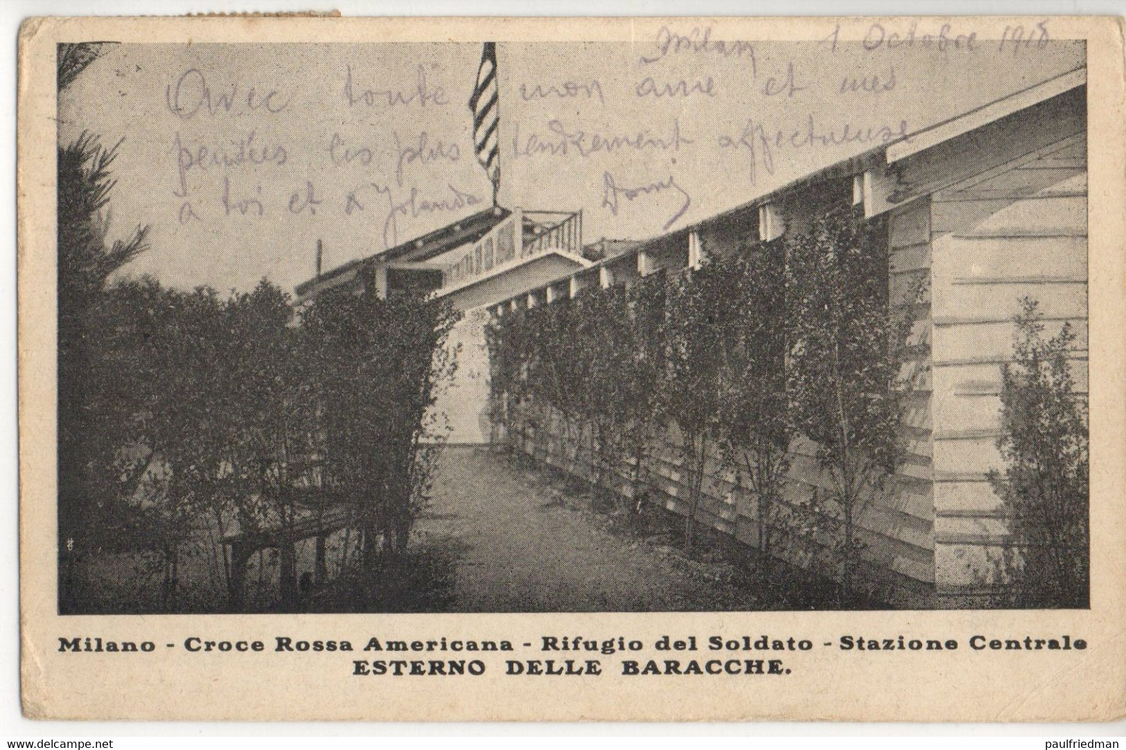 Milano - Croce Rossa Americana - Rifugio Del Soldato - Stazione Centrale - Esterno Delle Baracche - Vg. 1918 (v. Descr.) - Milano (Milan)