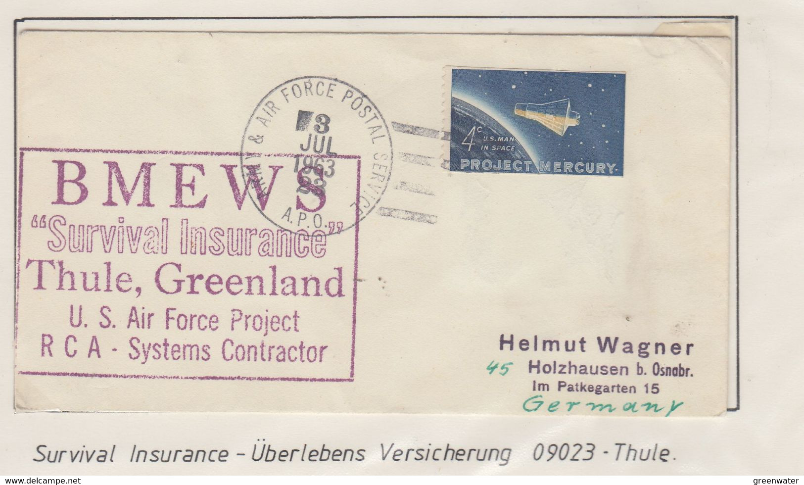 USA BMEWS Early Warning System  Cover  Ca Air Force 3 JUL 1963 (EW153B) - Vols Polaires