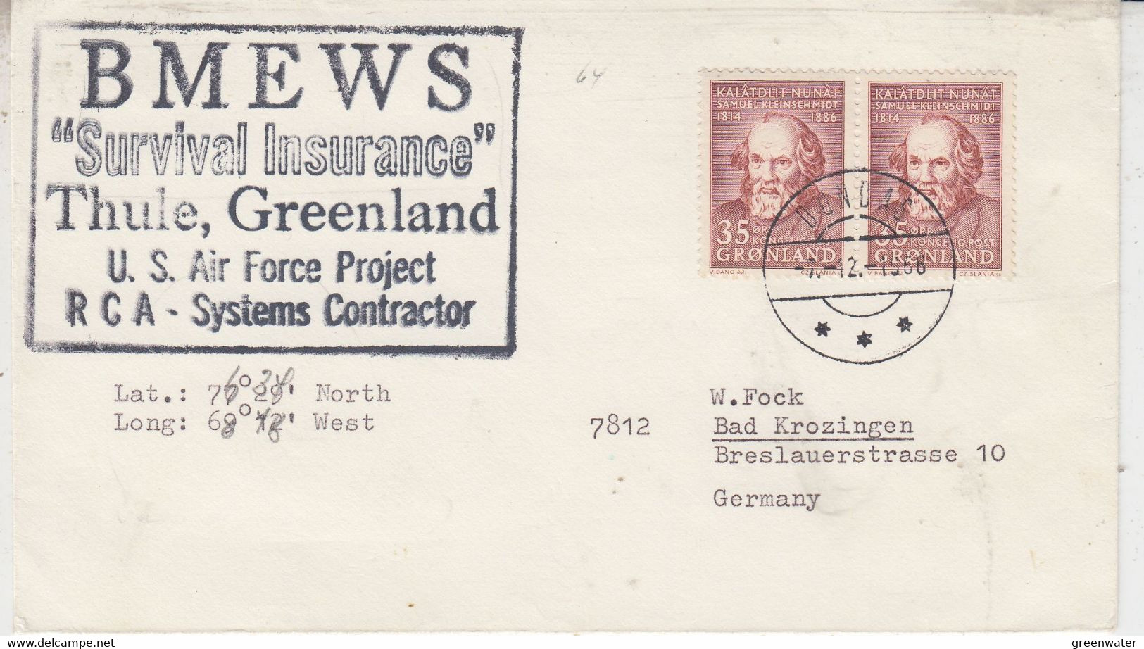 Greenland  BMEWS Early Warning System  Cover  Ca Dondas 7.12.1966  (EW154) - Vols Polaires