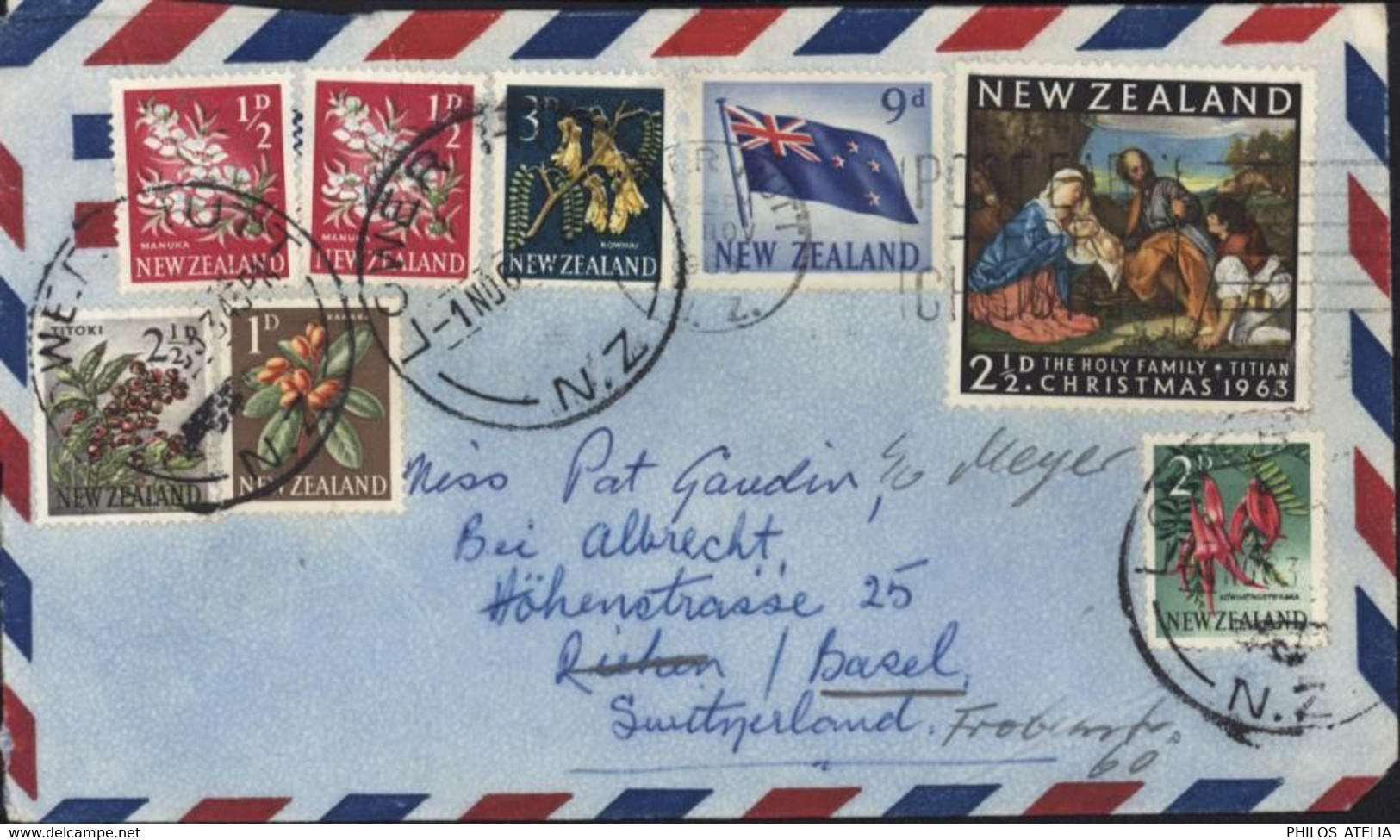 New Zealand YT 384 X2 386 386 A 387 385 391 416 CAD Lower Hutt NZ 1 NO 1963 CAD + Flamme Nov 63 - Covers & Documents