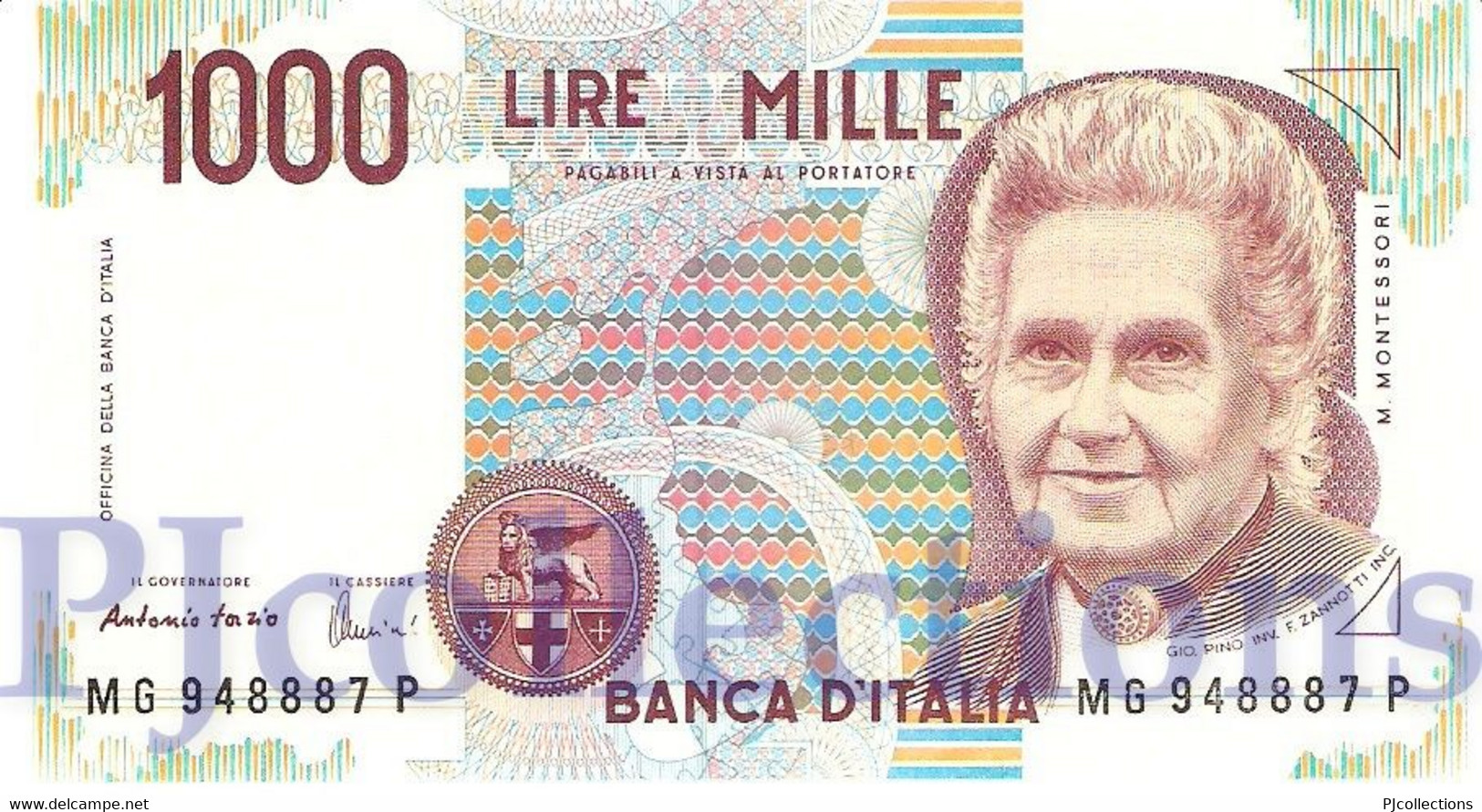 ITALIA - ITALY 1000 LIRE 1990 PICK 114c UNC PREFIX "G" - 1000 Lire