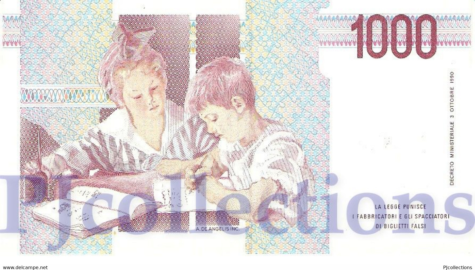 ITALIA - ITALY 1000 LIRE 1990 PICK 114c UNC PREFIX "G" - 1000 Lire