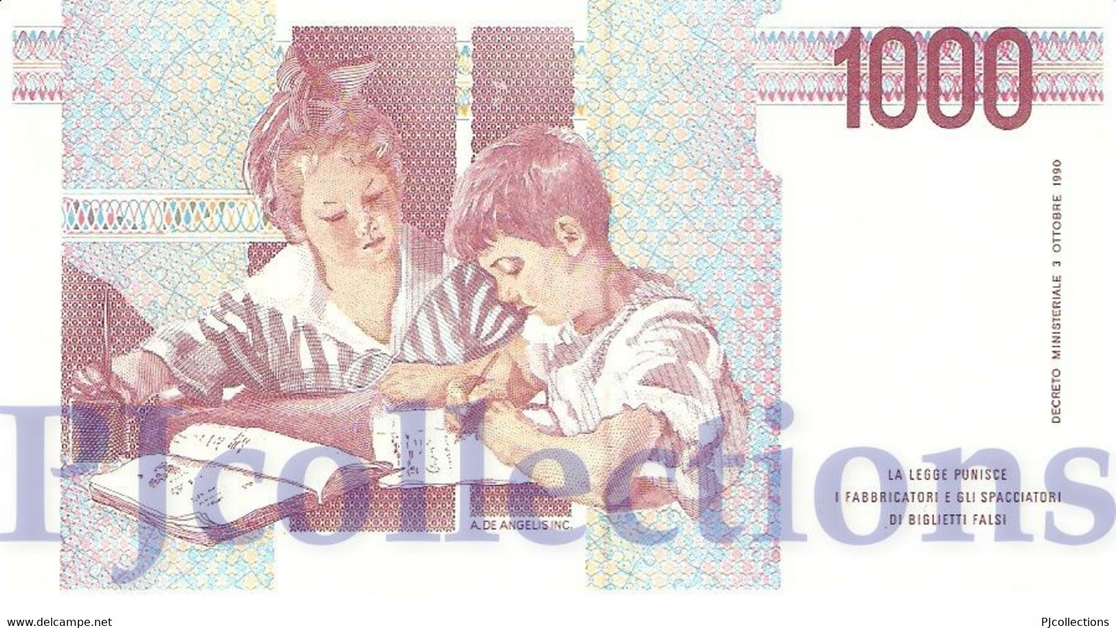 ITALIA - ITALY 1000 LIRE 1990 PICK 114c UNC PREFIX "H" - 1000 Lire