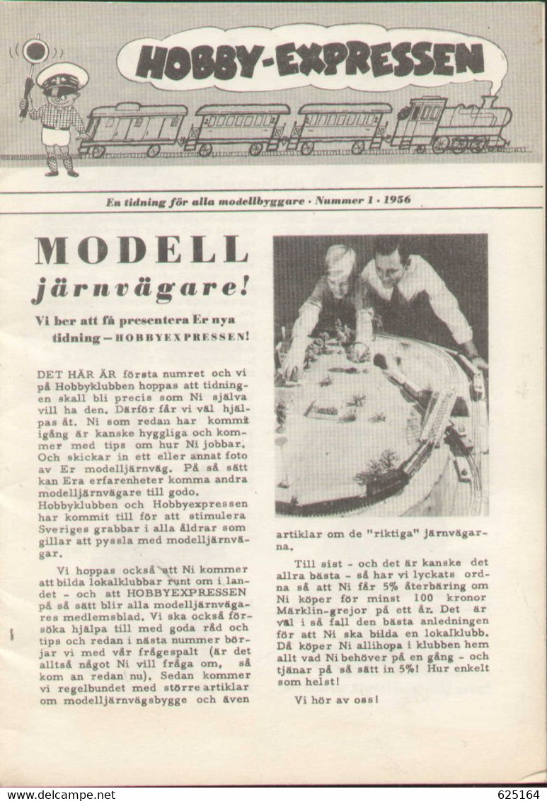 Magazine HOBBY-EXPRESSEN 1956 N,1 - Hobbyklubben Modelljärnvägar - En Suédois - Tedesco