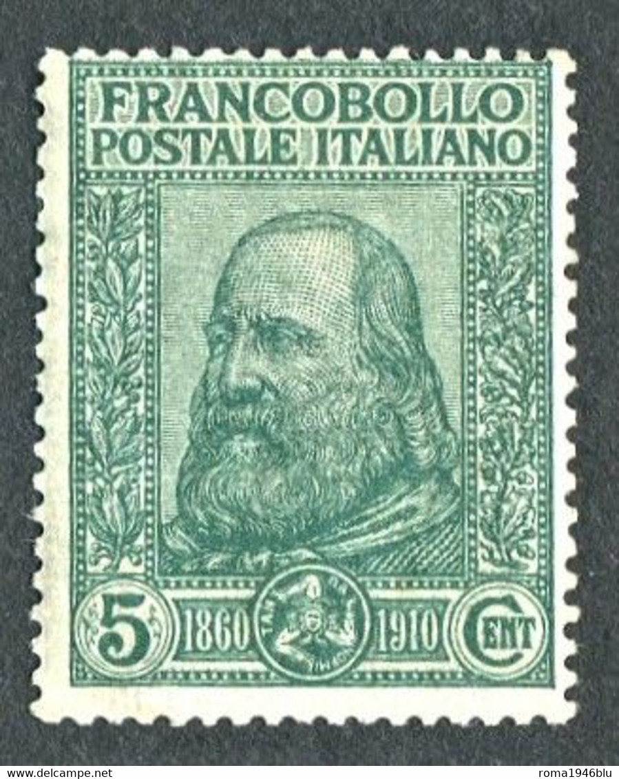 REGNO 1910 GARIBALDI 5 (+5) C. VERDE ** MNH F.TO BOLAFFI - Nuovi