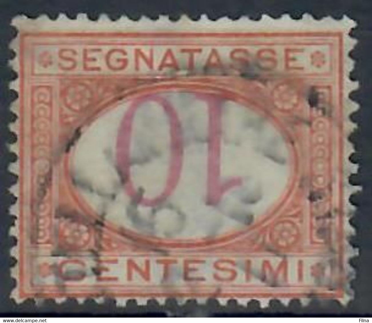 ITALIA REGNO 1890/94 - SEGNATASSE 10 C. ARANCIO E CARMINIO VARIETA' CIFRE CAPOVOLTE - USATO - Taxe