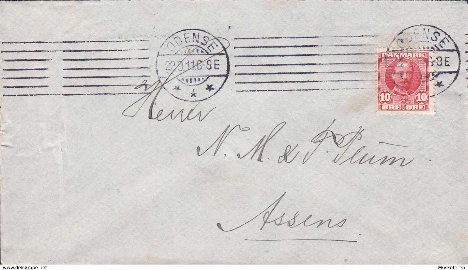 Denmark CO-OPERATIVE WHOLESALE SOCIETY Ltd., TMS Cds. ODENSE 1911 Cover Brief ASSENS (Arr.) - Storia Postale