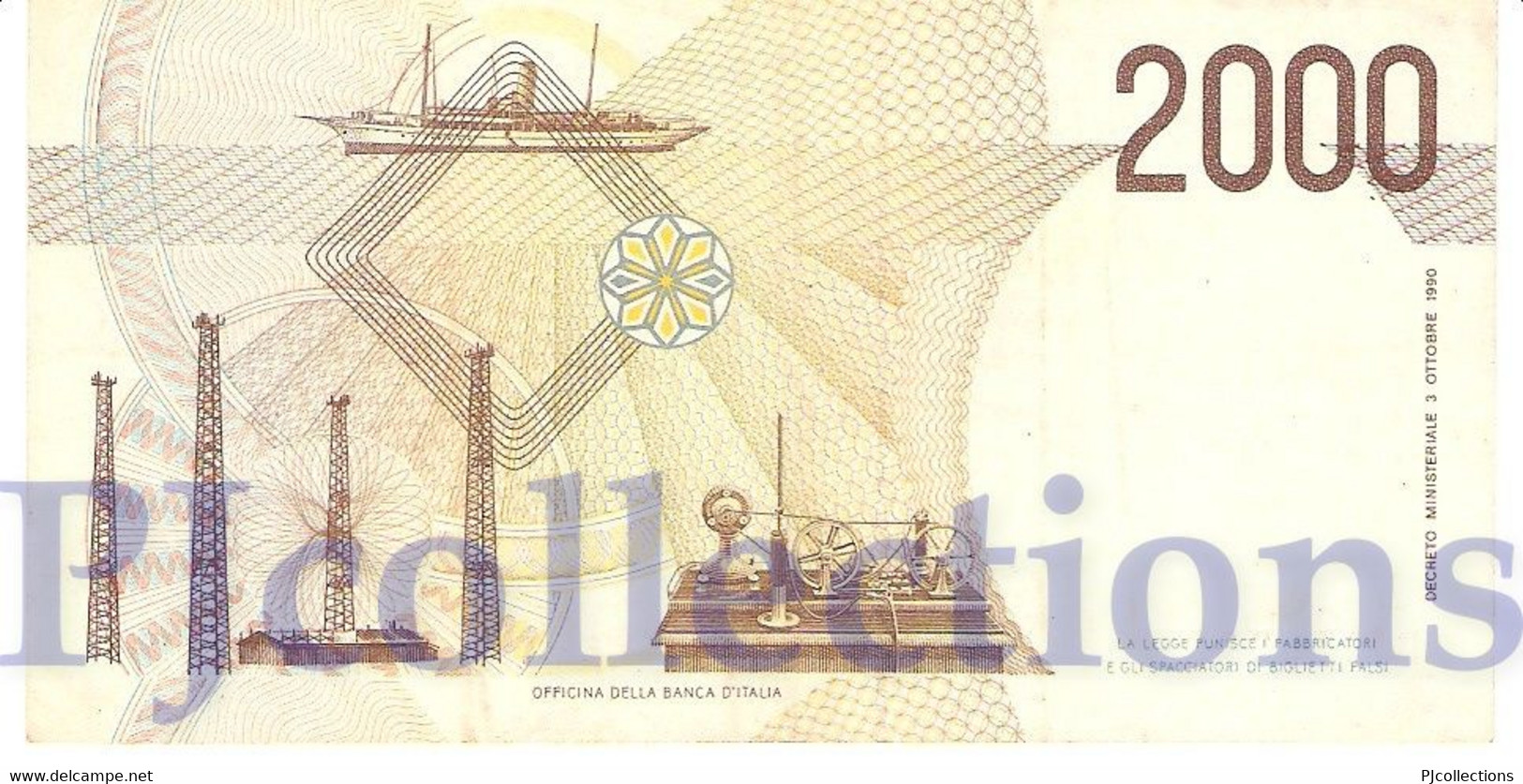 ITALIA - ITALY 2000 LIRE 1990 PICK 115 AU+ PREFIX "A" - 2000 Liras