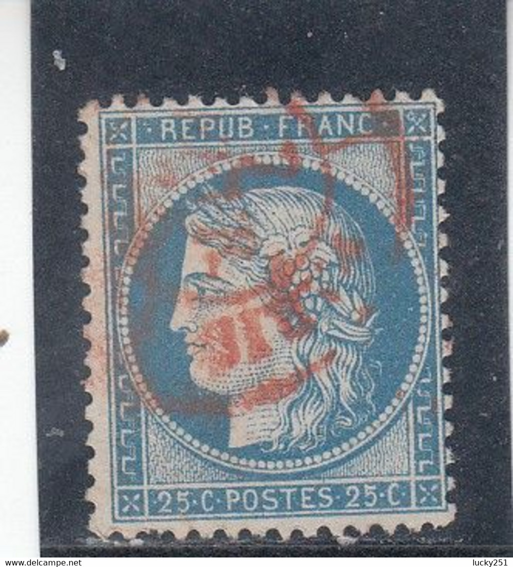 France - Année 1871/75 - N°YT 60C - Type Cérès - Oblitération CàD Rouge Dees Imprimés.- 25c Bleu - 1871-1875 Ceres