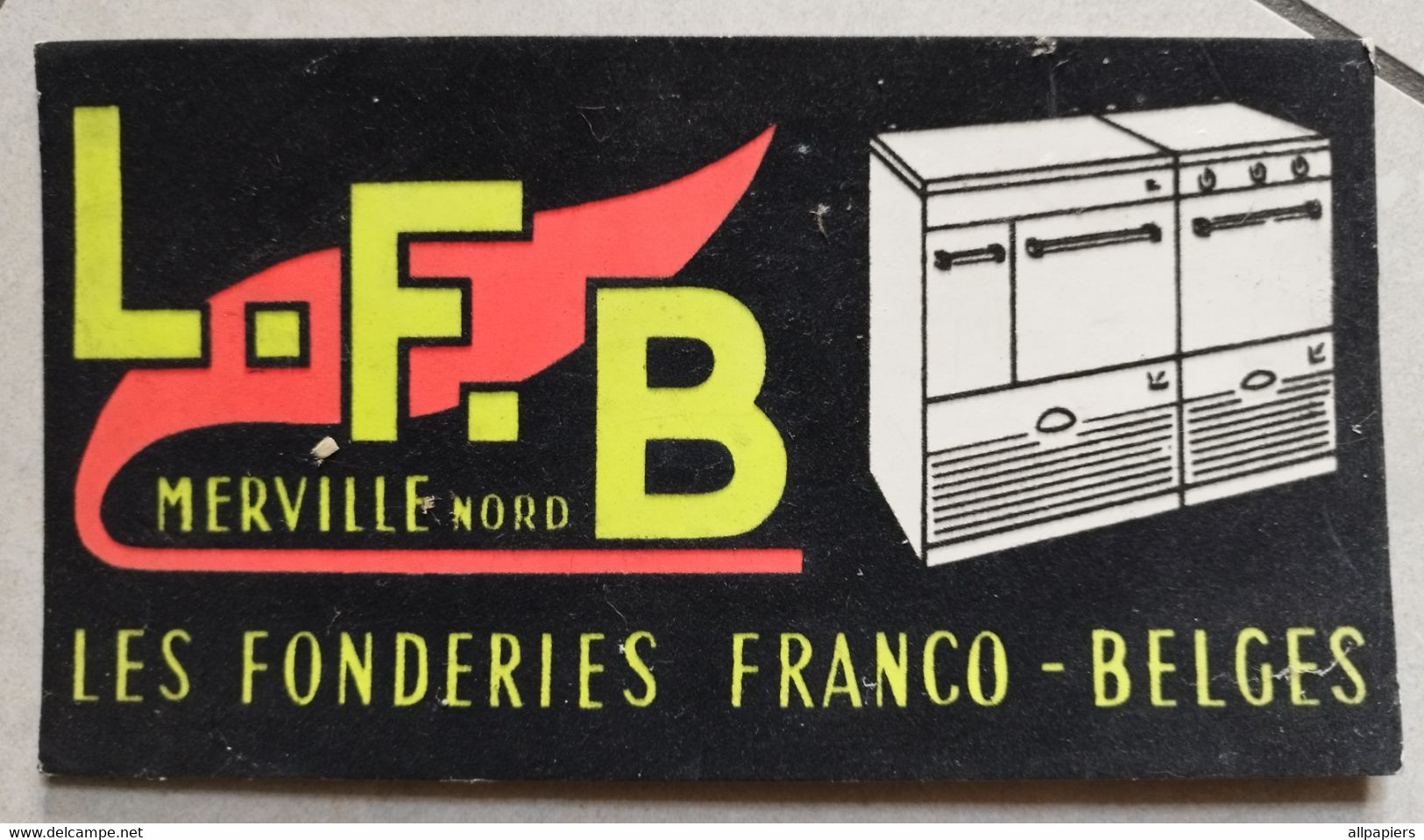 PLV Carton Et Velours Noir L.F.B Merville Nord Les Fonderies Franco-Belges- Format : 25.5x14 Cm - Paperboard Signs