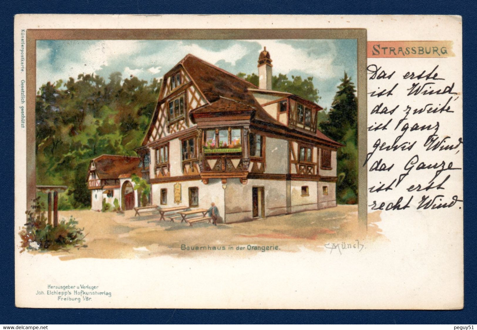 67. Strassburg. Bauernhaus In Der Orangerie. Kunstlerpostkarte C. Münch. 1899 - Strasbourg