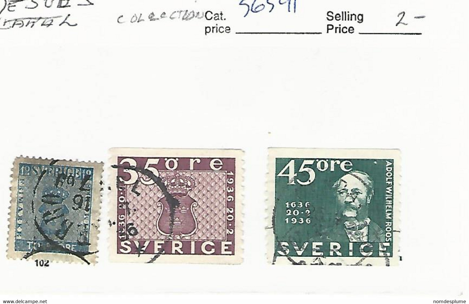 56591 ) Sweden   Postmark Cancel - Sammlungen