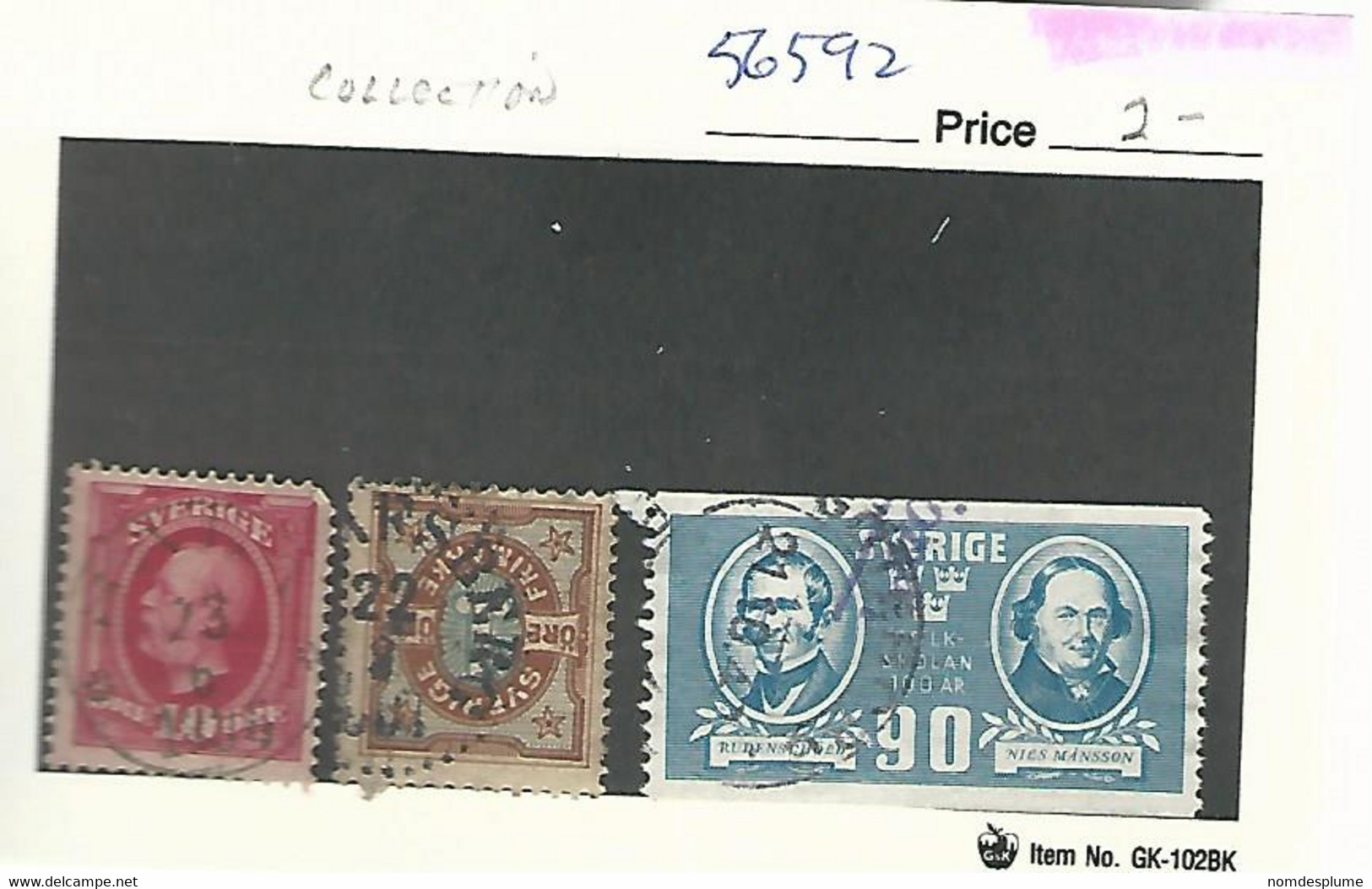 56592 ) Sweden   Postmark Cancel - Sammlungen