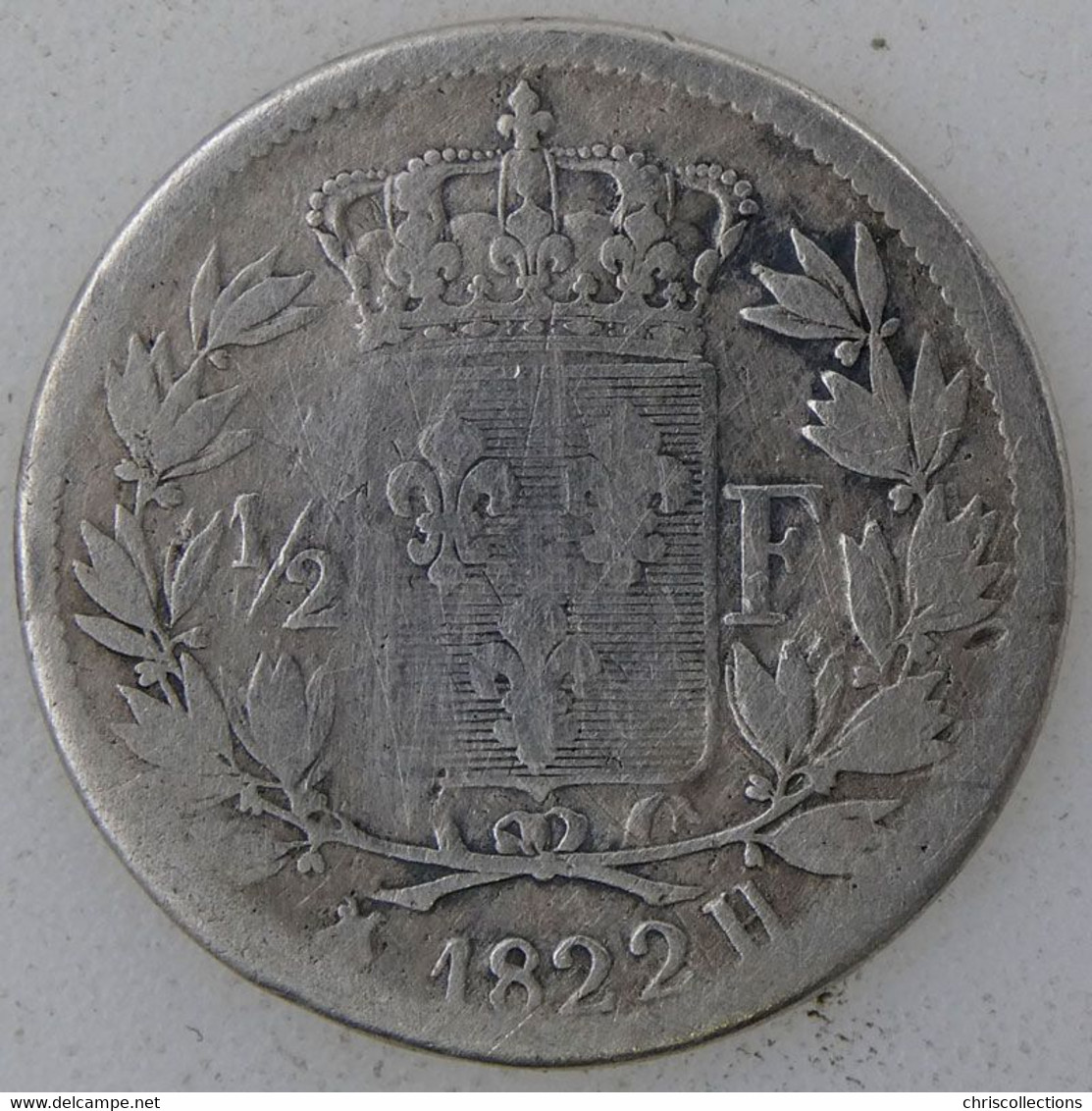 FRANCE - LOUIS XVIII - 1332 Exemplaire - 1/2 Franc 1822H - B+ - Gad. : 401 - 1/2 Franc