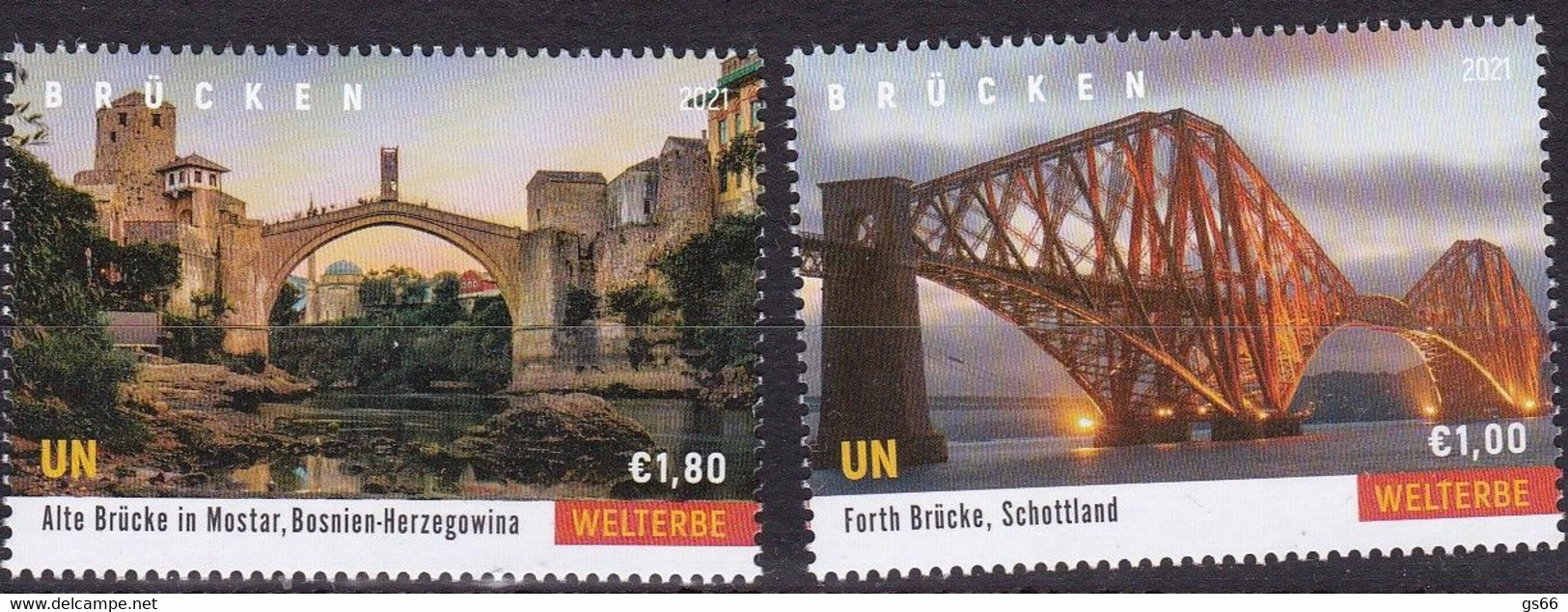 UNO-Wien, 2021, 1113/14, MNH **, Brücken, Wasserstraßen Und Eisenbahnen. - Ungebraucht