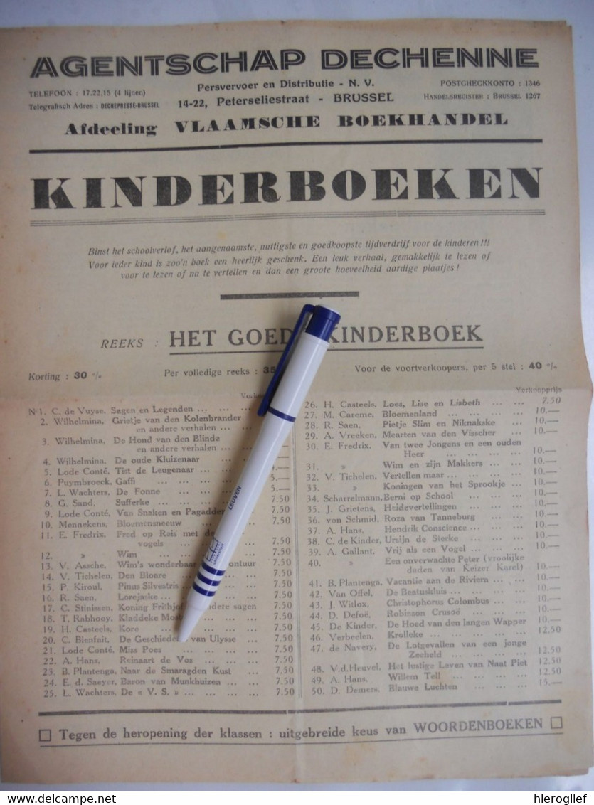 AGENTSCHAP DECHENNE - Kinderboeken Jeugdbibliotheek Prospectus (voor 1950) - 1900 – 1949