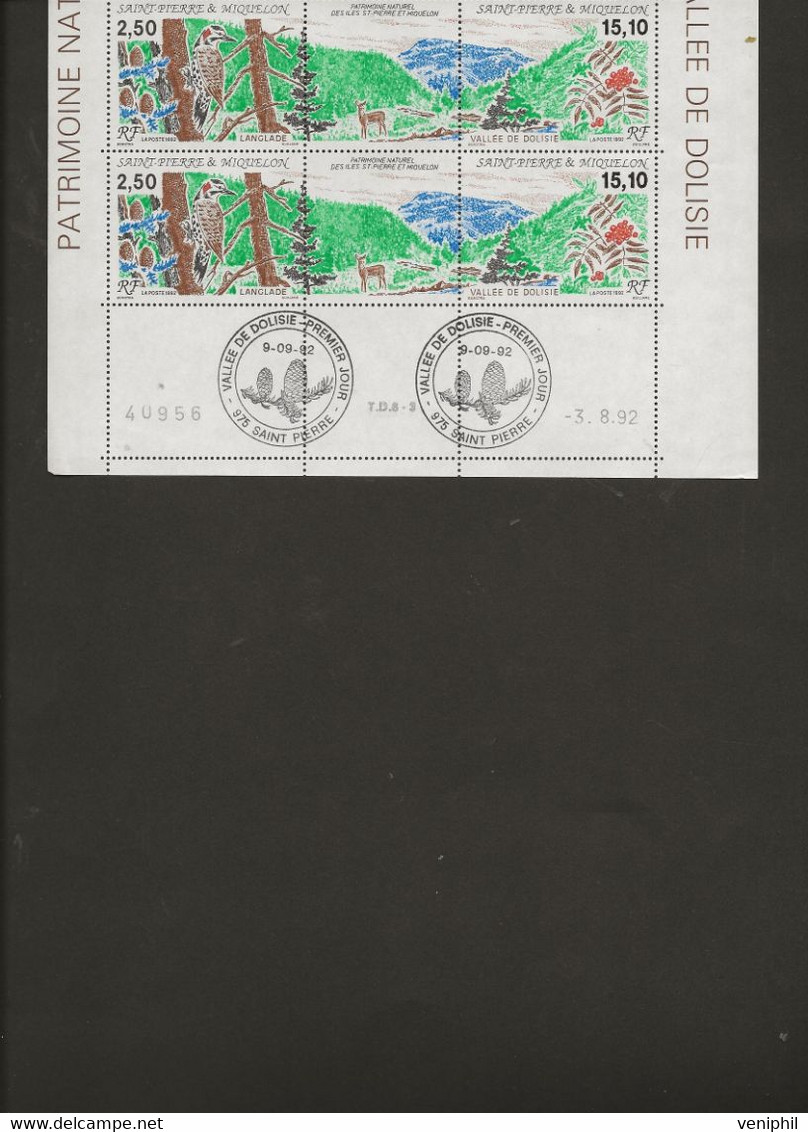 ST PIERRE ET MIQUELON - N° 568 A - 2 TRIPTYQUES NEUF SANS CHARNIERE - ANNEE 1992- COTE : 20 €-OBLITERATION 1ER JOUR  BDF - Nuovi