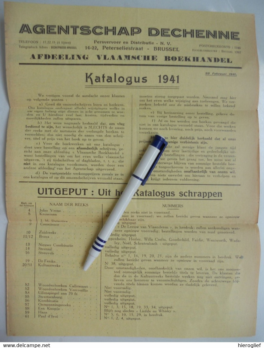 AGENTSCHAP DECHENNE - Afdeling VLAAMSCHE BOEKHANDEL Katalogus 1941 F Timmermans Kindeke Jezus In Vlaanderen - 1900 – 1949