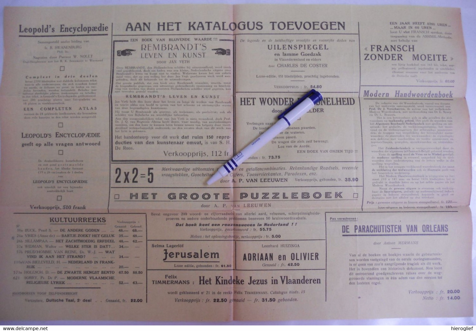 AGENTSCHAP DECHENNE - Afdeling VLAAMSCHE BOEKHANDEL Katalogus 1941 F Timmermans Kindeke Jezus In Vlaanderen - 1900 – 1949