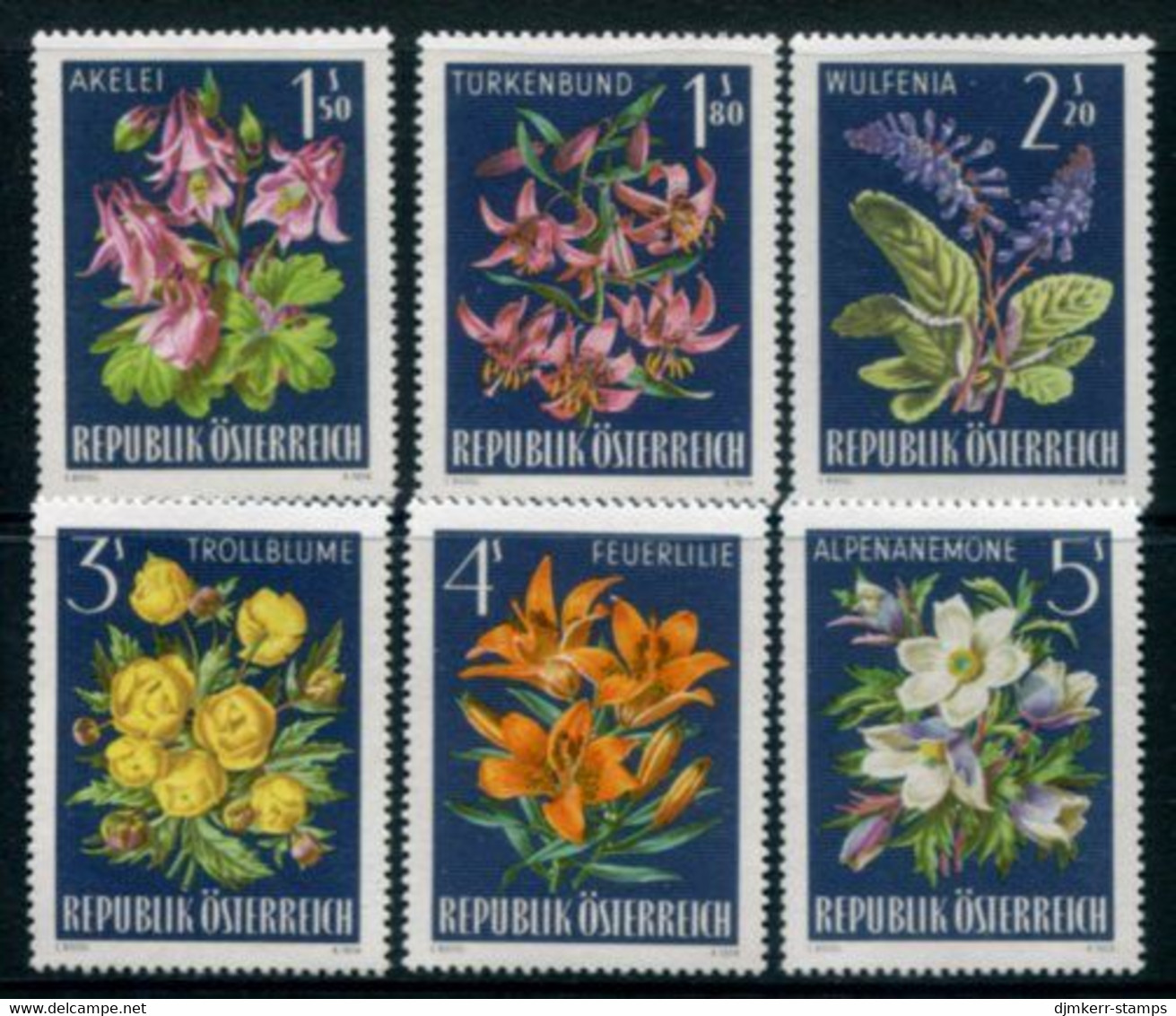 AUSTRIA 1966 Alpine Flora MNH / **.  Michel 1209-14 - Unused Stamps