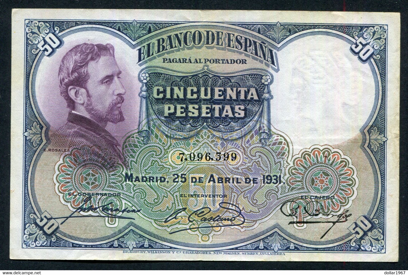 ESPAÑA - 50 Pesetas - 25.04.1931 - Eduardo Rosales - II    Circulation - 50 Pesetas