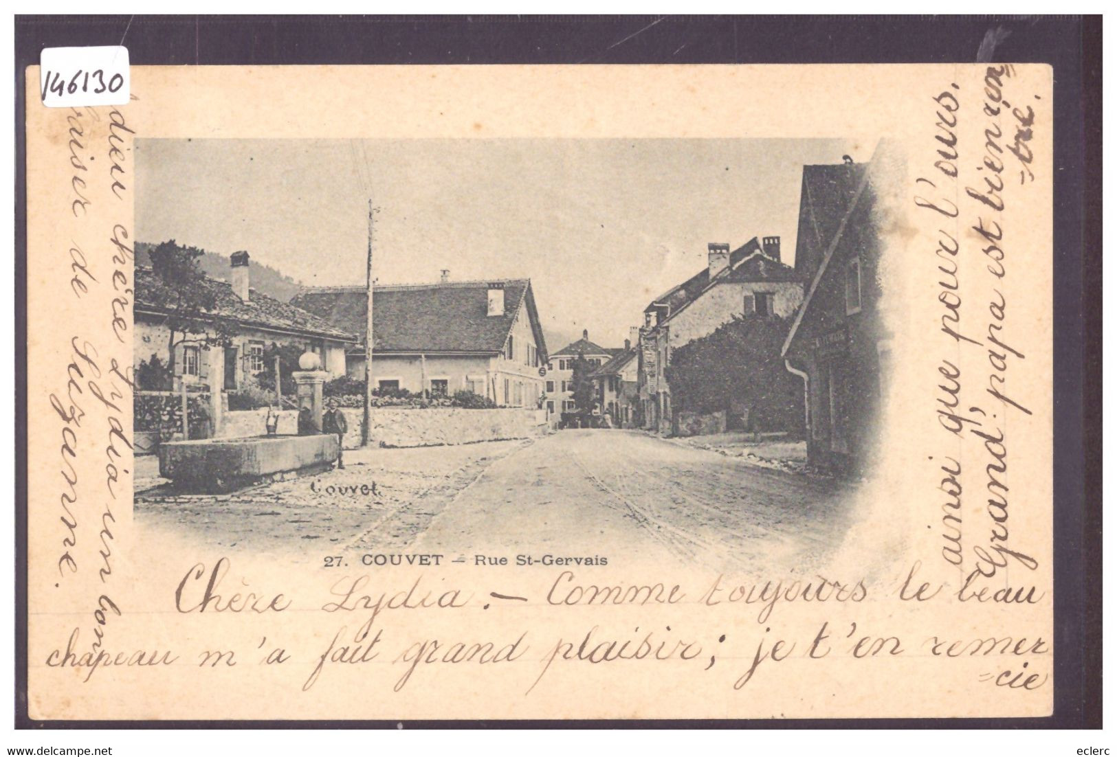 COUVET - RUE ST GERVAIS - AU DOS: CACHET LINEAIRE " COUVET " - SONDERSTEMPEL - TB - Couvet