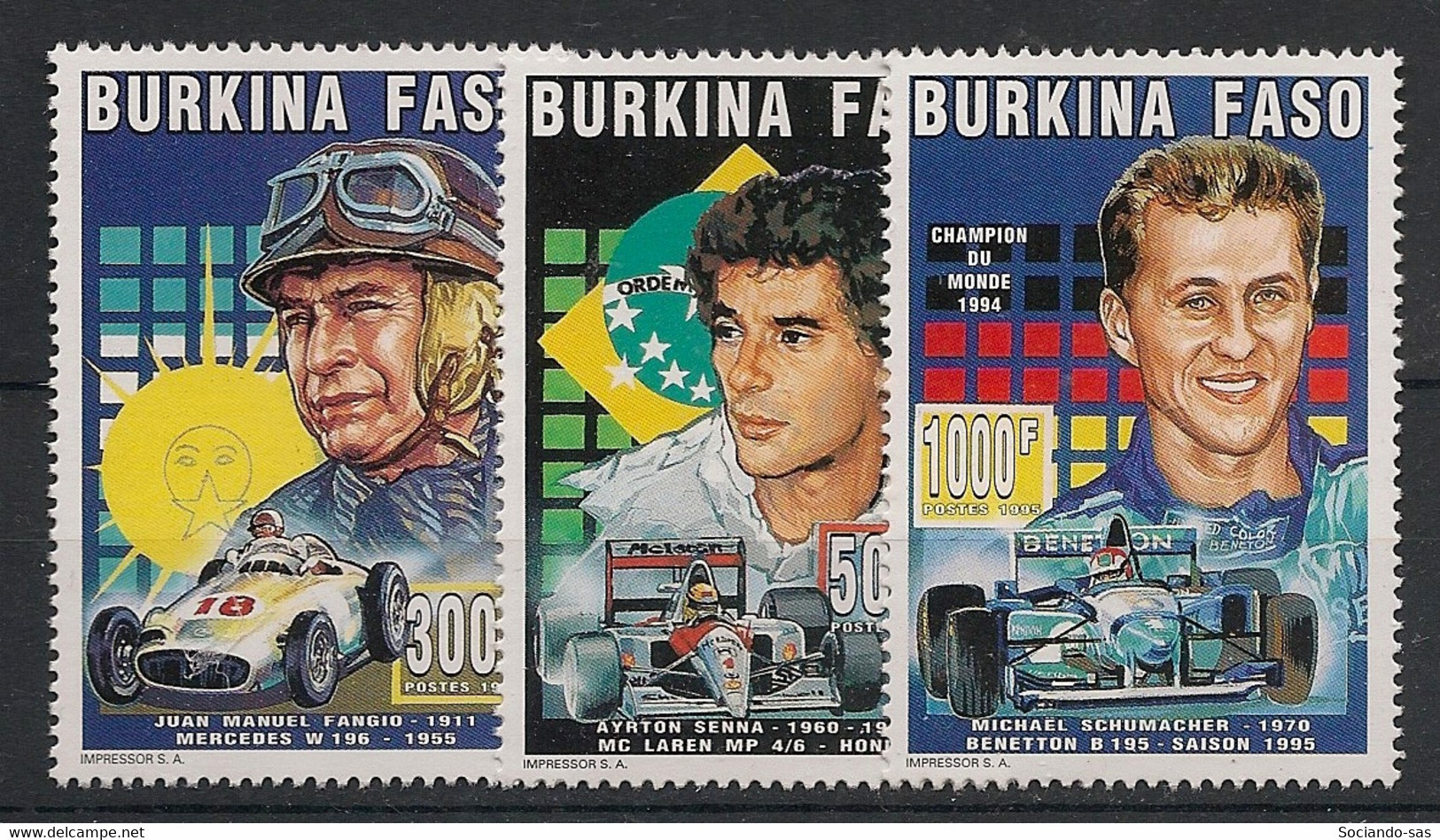 BURKINA FASO - 1995 - N°Yv. 936 - 938 - 939 - Formula 1 - Neuf Luxe ** / MNH / Postfrisch - Burkina Faso (1984-...)